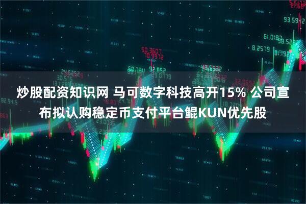 炒股配资知识网 马可数字科技高开15% 公司宣布拟认购稳定币支付平台鲲KUN优先股